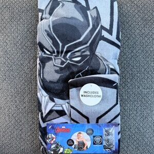Marvel Black Panther Gray and Black Towel and washcloth set - 2 piece - NWT